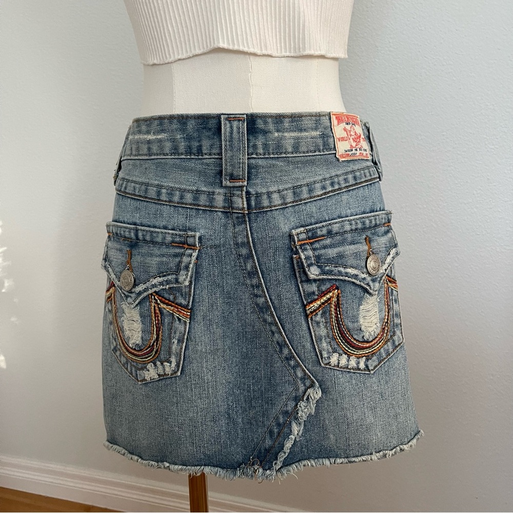 Vintage True Religion Joey Jean Mini Skirt Y2K Streetwear Coquette Maximalist
